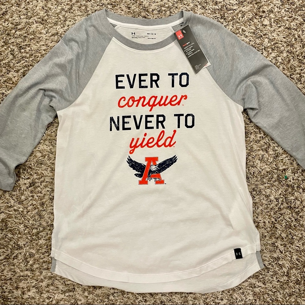 Auburn Under Armour Ladies White/Gray 3/4 Sleeve Medium T-shirt